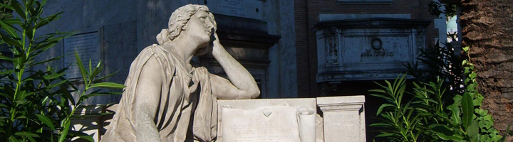 Monument showing pensive female figure, Verano Cemetery, Rome